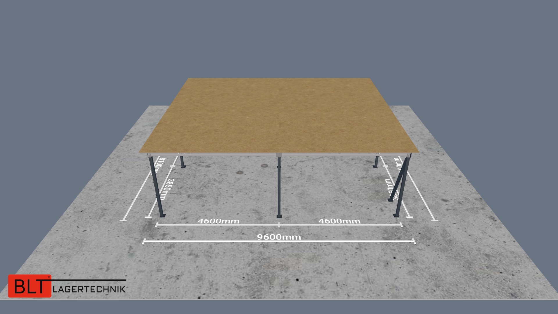 77,80 m² Lagerbühne, Oberkante 300 cm, 500 kg/m², sofort ab Lager, befahrbar mit Hubwagen, Systembühne, Stahlbühne, Lagerebene